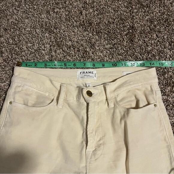 FRAME Ivory Winter White Velvet Skinny Pants Size 27 - Picture 7 of 8